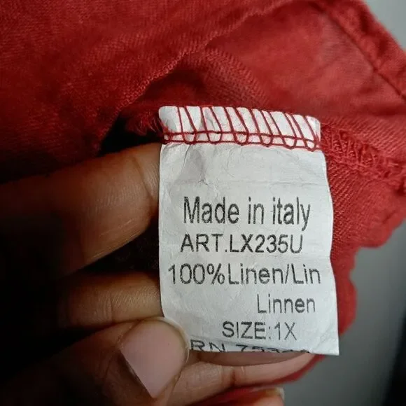 Lungo L'arno 100% Linen Burgundy Lagenlook Top - Picture 6 of 6